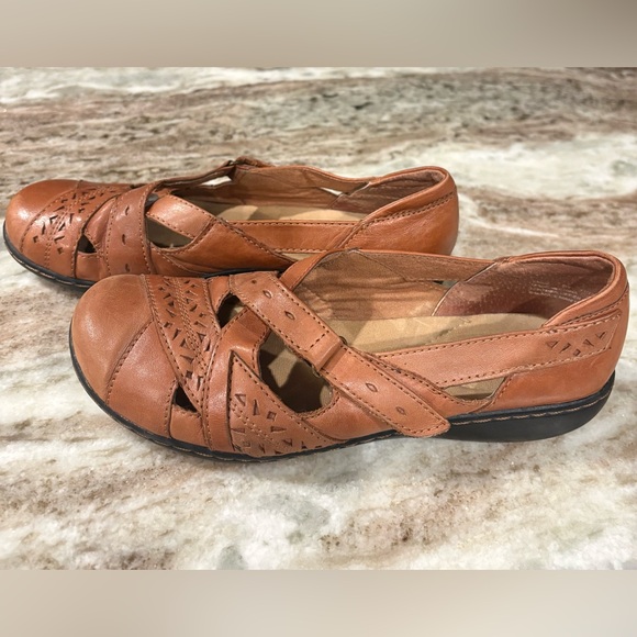 CLARK’S Tan Ashland Spin Q Slip-On Mary Jane Loafer Flat Leather Comfort Shoes - Picture 4 of 10